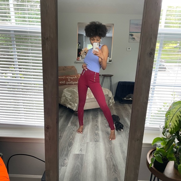 Burgundy Skinny Dress Pants For Any Occasion Double Zipped Extra Comfort - Picture 13 of 16